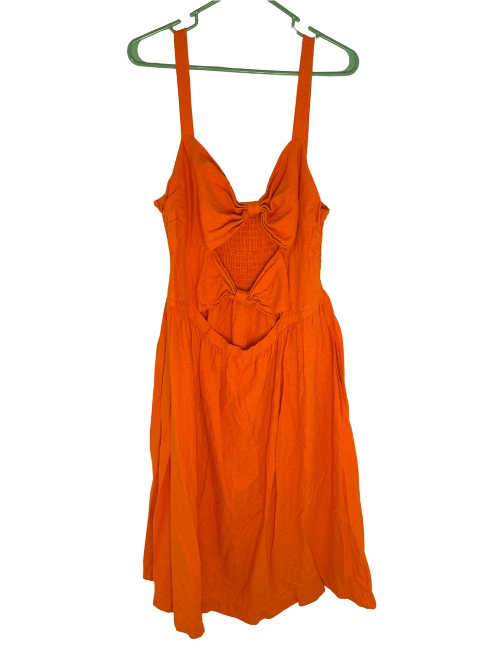 Fe Noel x Target Vibrant Orange Bow Front Linen Blend Midi Dress Size XXL
